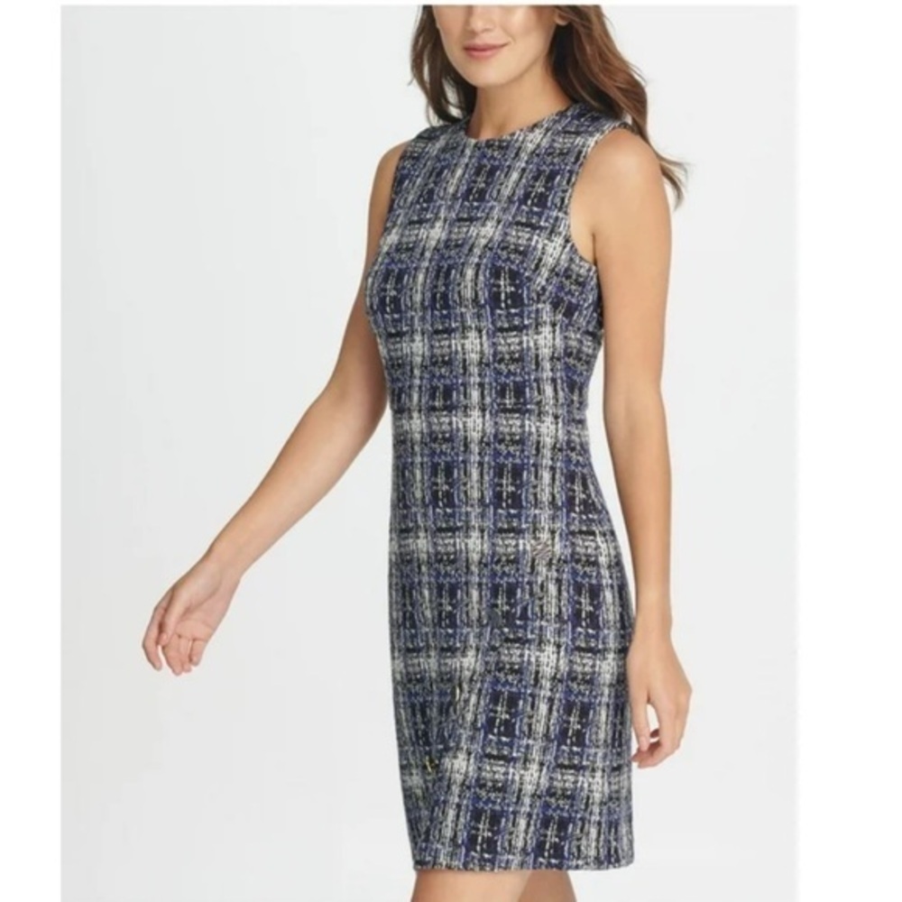 DKNY Navy and White Patterned Mini Dress
